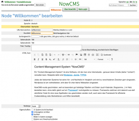 NowCMS verfügt auch über einen WYSIWYG-Editr
